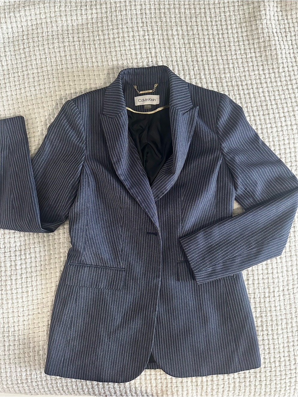 Calvin Klein Navy Pinstripe Women's Blazer - Size 2
